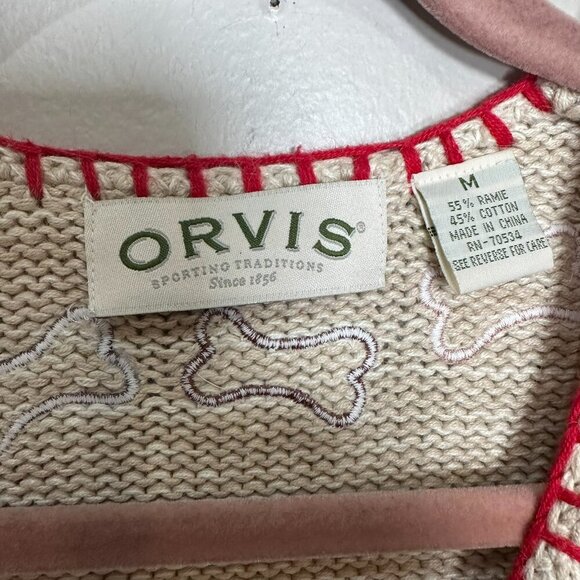 Orvis Puppy And Bones Cotton Knit Vest Size Medium Dog Bones Embroidered - Picture 7 of 10